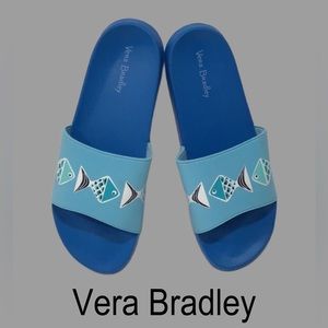 VERA BRADLEY NEW Go Fish‎ Blue Beach Slides, Size 7-8